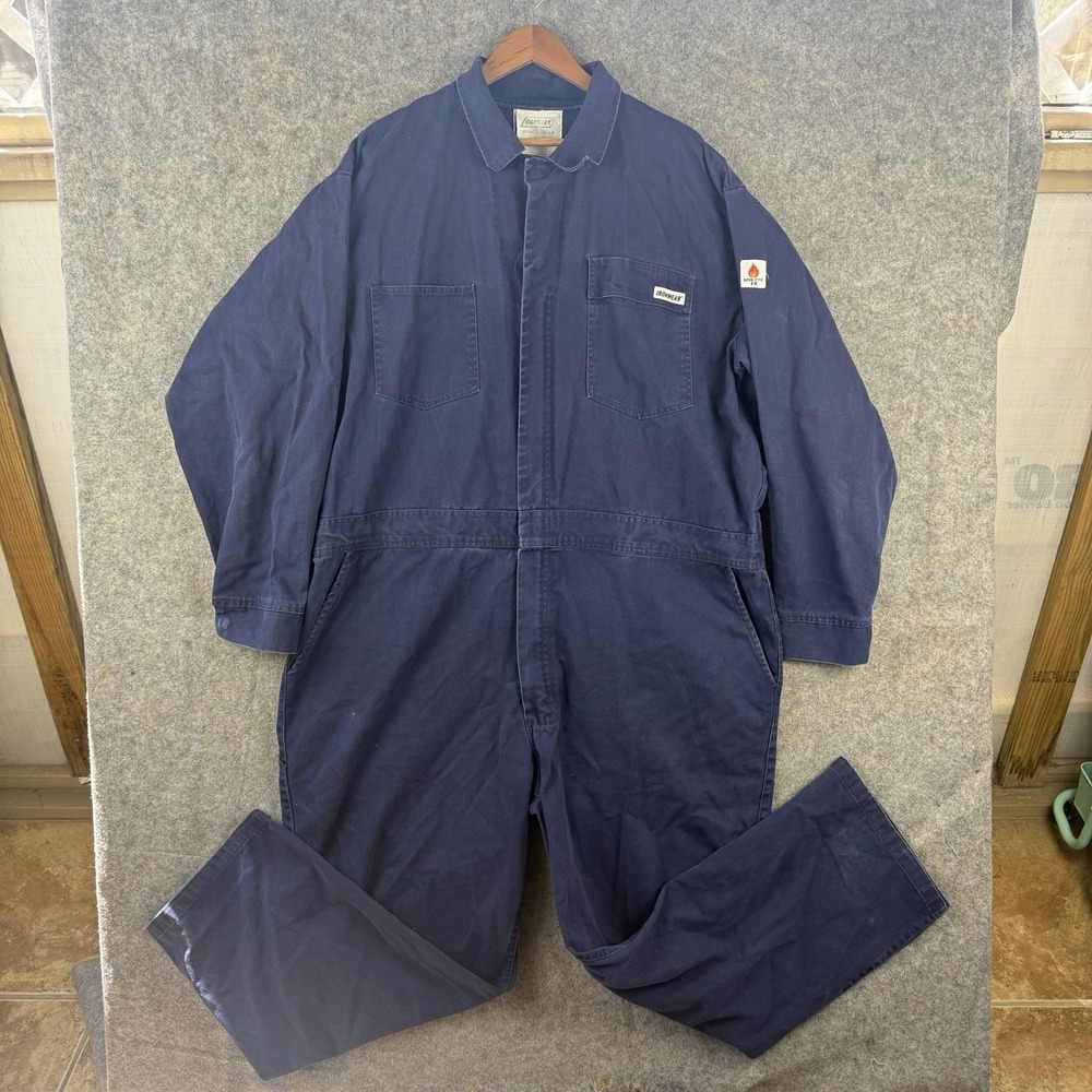 IRONWEAR FR Coveralls Mens 52 XXL Navy Flame Resistant Snap Workwear NFPA 2112